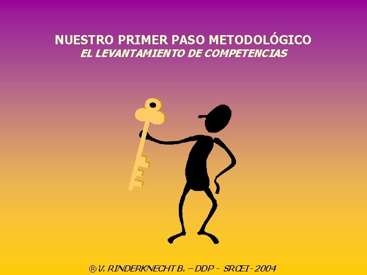 NUESTRO PRIMER PASO METODOLÓGICO EL LEVANTAMIENTO DE COMPETENCIAS ®V. RINDERKNECHT B. – DDP -