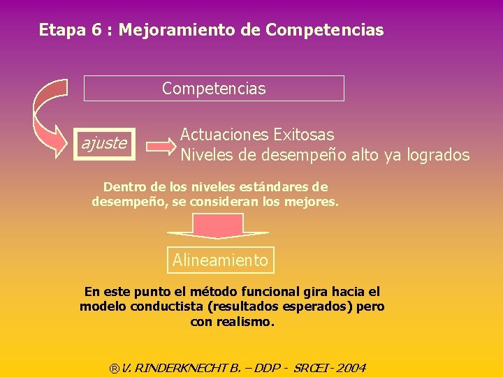 Etapa 6 : Mejoramiento de Competencias ajuste Actuaciones Exitosas Niveles de desempeño alto ya