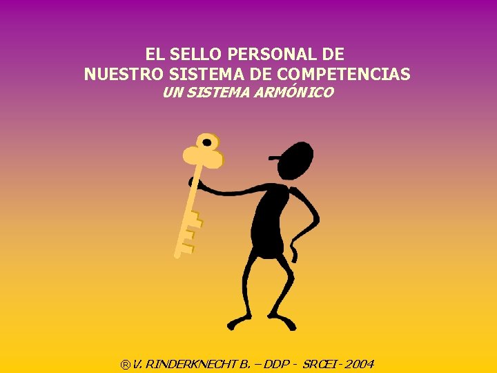 EL SELLO PERSONAL DE NUESTRO SISTEMA DE COMPETENCIAS UN SISTEMA ARMÓNICO ®V. RINDERKNECHT B.