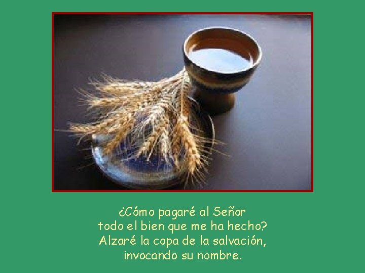 ¿Cómo pagaré al Señor todo el bien que me ha hecho? Alzaré la copa ¿Cómo pagaré al Señor todo el bien que me ha hecho? Alzaré la copa
