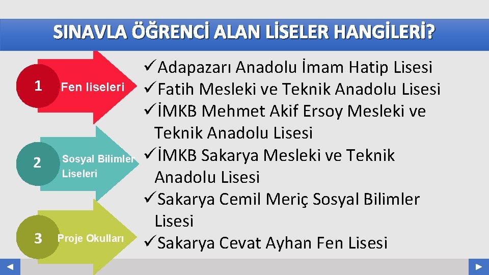 SINAVLA ÖĞRENCİ ALAN LİSELER HANGİLERİ? Your Log o 1 Fen liseleri 2 Sosyal Bilimler