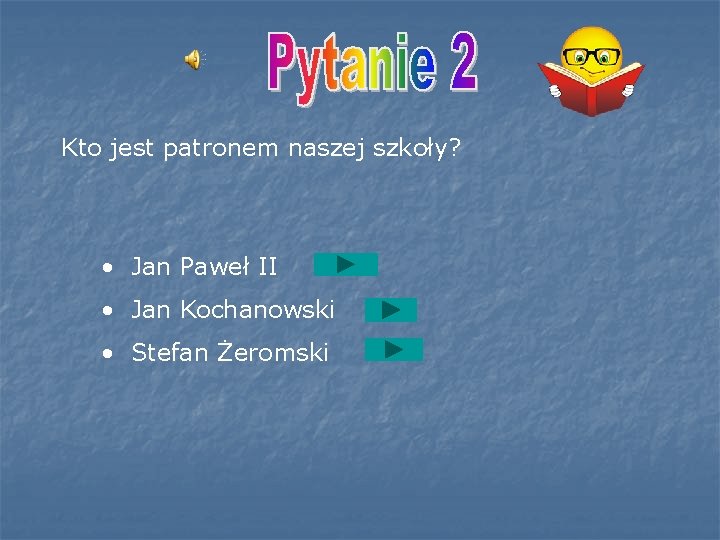 Kto jest patronem naszej szkoły? • Jan Paweł II • Jan Kochanowski • Stefan