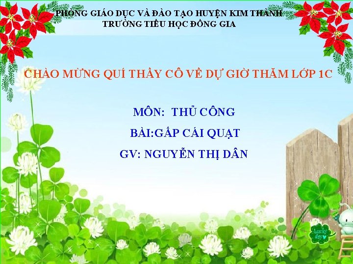 PHÒNG GIÁO DỤC VÀ ĐÀO TẠO HUYỆN KIM THÀNH TRƯỜNG TIỂU HỌC ĐỒNG GIA