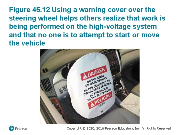 Figure 45. 12 Using a warning cover the steering wheel helps others realize that