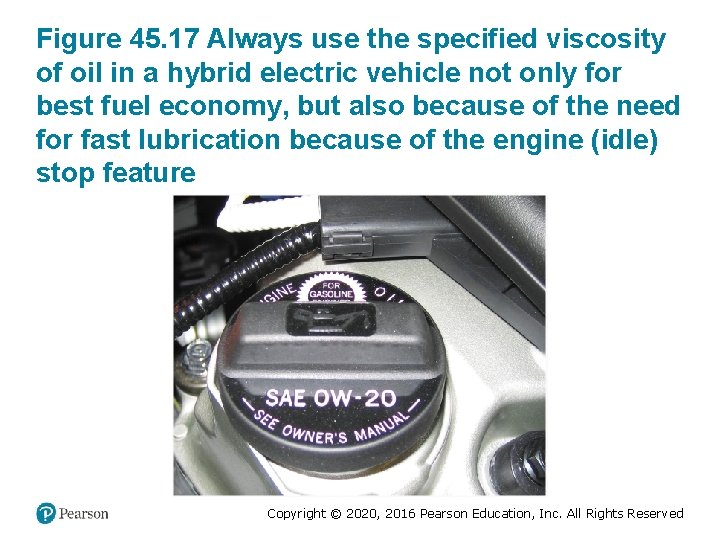 Figure 45. 17 Always use the specified viscosity of oil in a hybrid electric