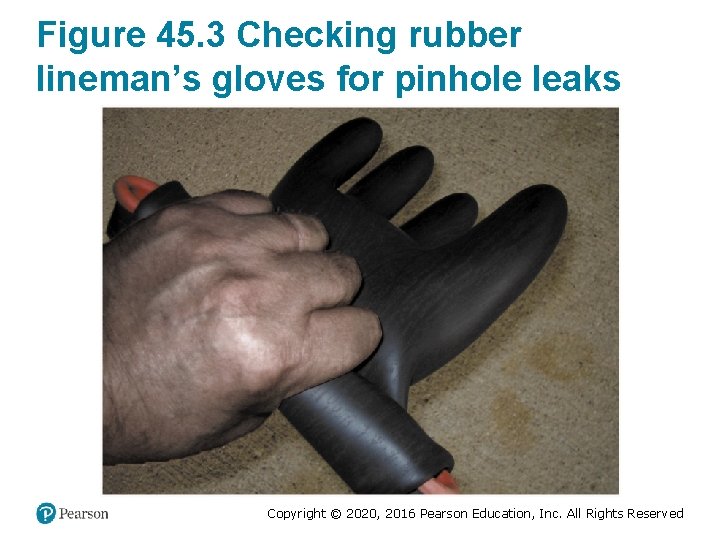Figure 45. 3 Checking rubber lineman’s gloves for pinhole leaks Copyright © 2020, 2016