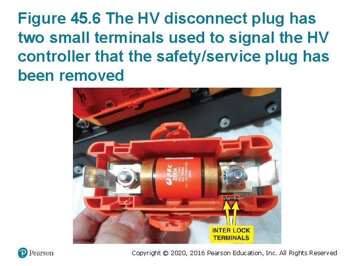 Figure 45. 6 The HV disconnect plug has two small terminals used to signal