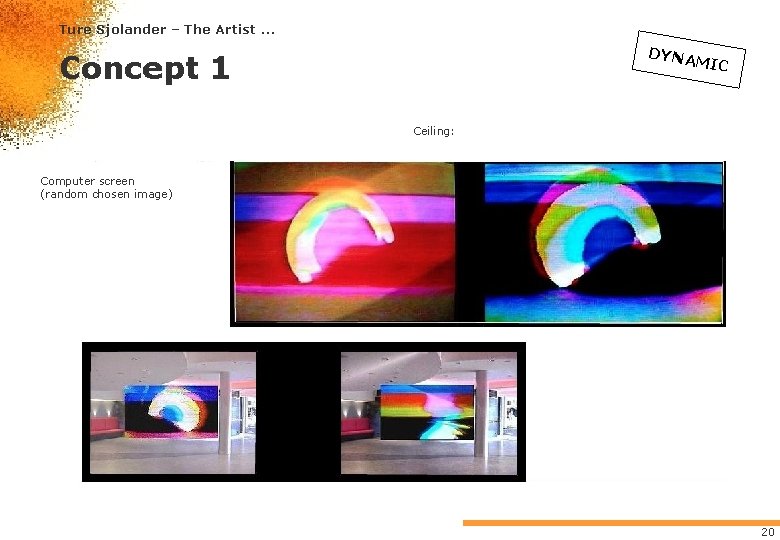 Ture Sjolander – The Artist. . . DYNA Concept 1 MIC Ceiling: Computer screen Ture Sjolander – The Artist. . . DYNA Concept 1 MIC Ceiling: Computer screen