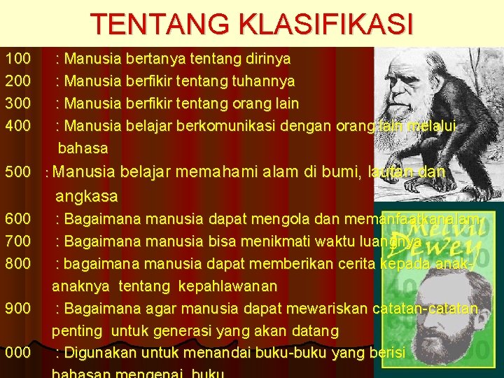 TENTANG KLASIFIKASI 100 200 300 400 : Manusia bertanya tentang dirinya : Manusia berfikir