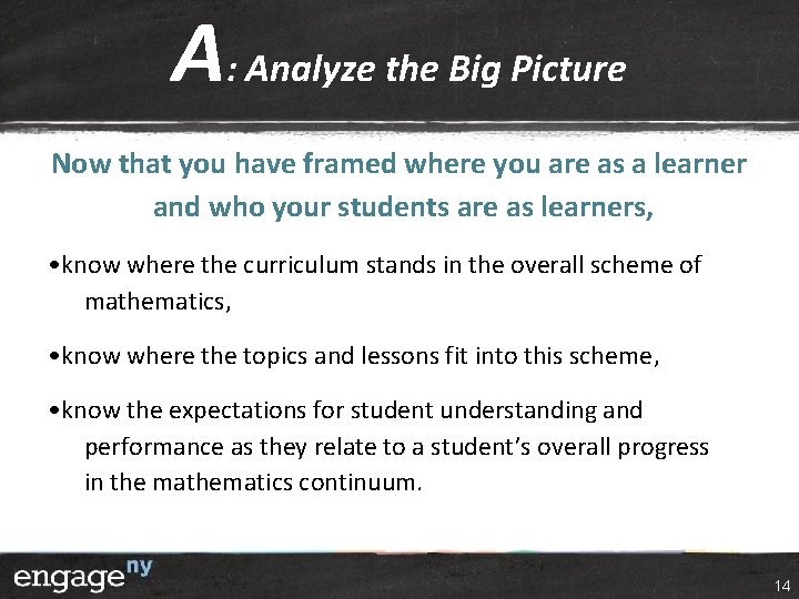 A: Analyze the Big Picture Now that you have framed where you are as A: Analyze the Big Picture Now that you have framed where you are as