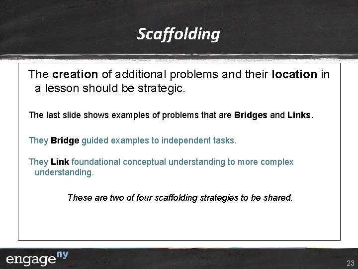 Scaffolding The creation of additional problems and their location in a lesson should be Scaffolding The creation of additional problems and their location in a lesson should be