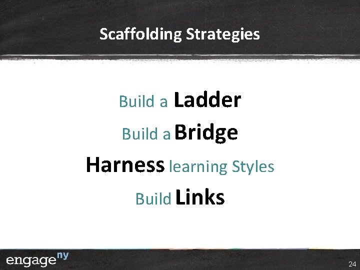 Scaffolding Strategies Build a Ladder Build a Bridge Harness learning Styles Build Links 24 Scaffolding Strategies Build a Ladder Build a Bridge Harness learning Styles Build Links 24