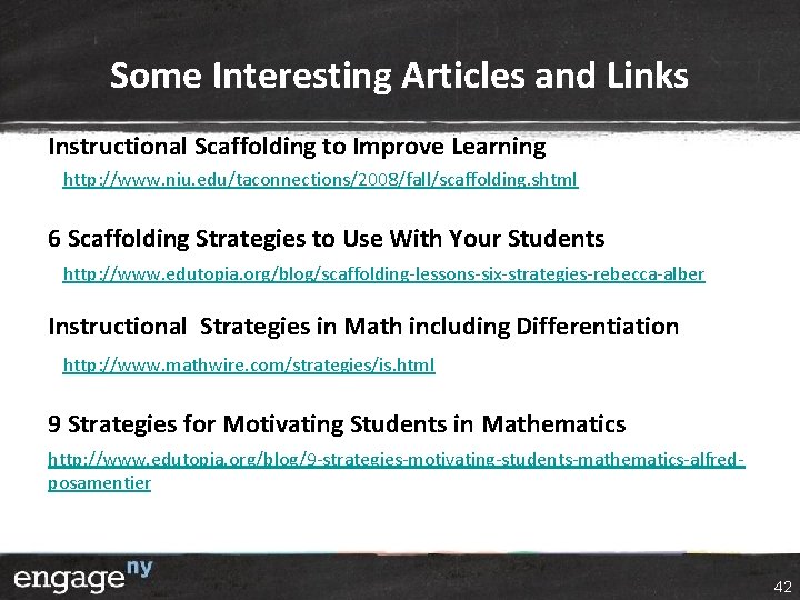 Some Interesting Articles and Links Instructional Scaffolding to Improve Learning http: //www. niu. edu/taconnections/2008/fall/scaffolding. Some Interesting Articles and Links Instructional Scaffolding to Improve Learning http: //www. niu. edu/taconnections/2008/fall/scaffolding.