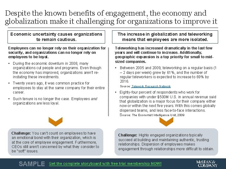 Despite the known benefits of engagement, the economy and globalization make it challenging for