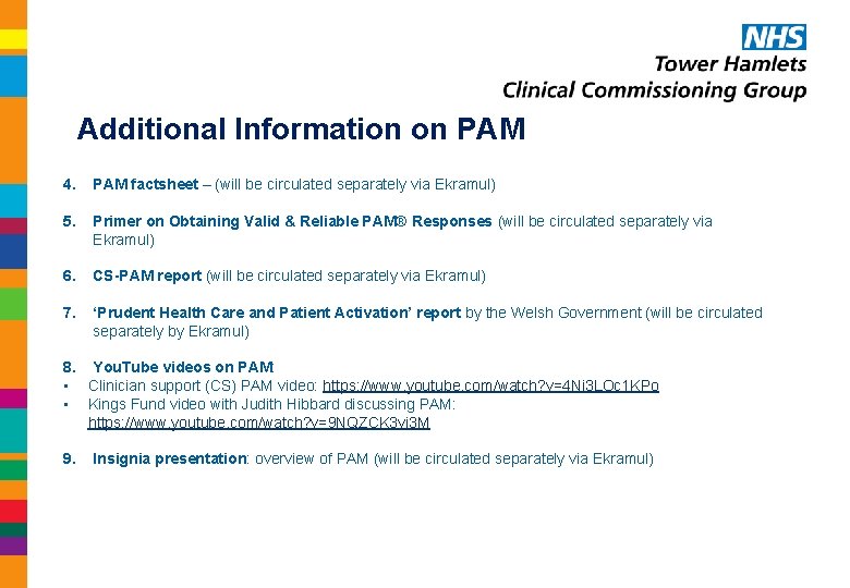 Additional Information on PAM 4. PAM factsheet – (will be circulated separately via Ekramul) Additional Information on PAM 4. PAM factsheet – (will be circulated separately via Ekramul)