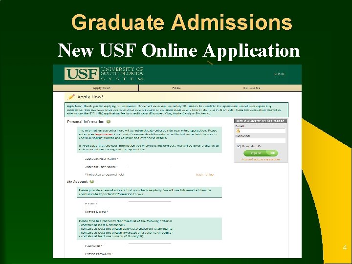 Graduate Admissions New USF Online Application 4 