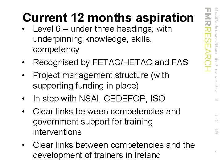 Current 12 months aspiration • Level 6 – under three headings, with underpinning knowledge,