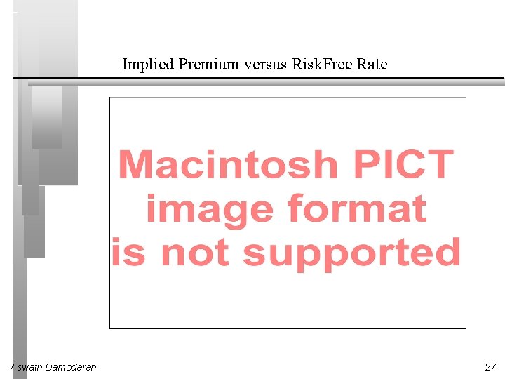 Implied Premium versus Risk. Free Rate Aswath Damodaran 27 Implied Premium versus Risk. Free Rate Aswath Damodaran 27