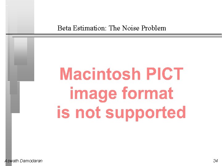 Beta Estimation: The Noise Problem Aswath Damodaran 34 Beta Estimation: The Noise Problem Aswath Damodaran 34