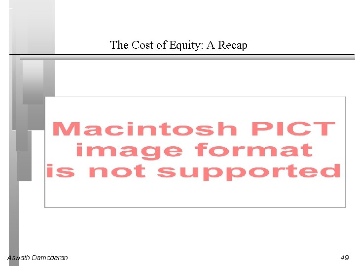 The Cost of Equity: A Recap Aswath Damodaran 49 The Cost of Equity: A Recap Aswath Damodaran 49