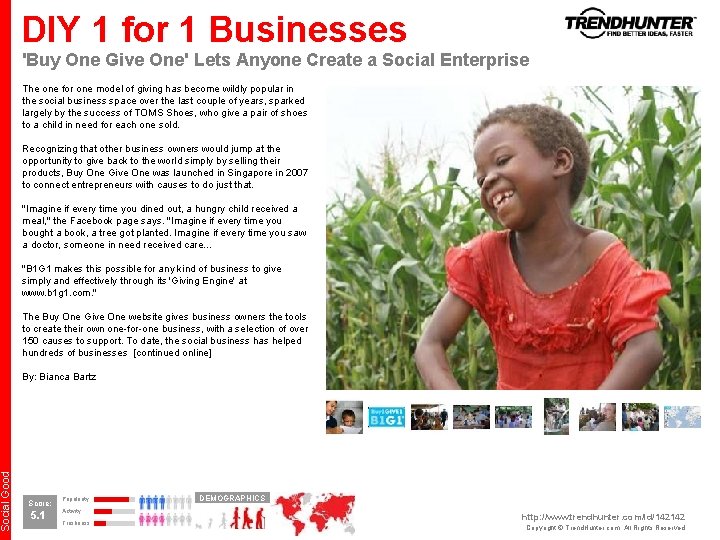 Social Good DIY 1 for 1 Businesses 'Buy One Give One' Lets Anyone Create Social Good DIY 1 for 1 Businesses 'Buy One Give One' Lets Anyone Create