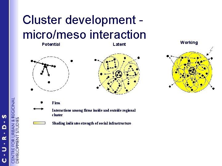 Cluster development micro/meso interaction Potential Latent Firm Interactions among firms inside and outside regional