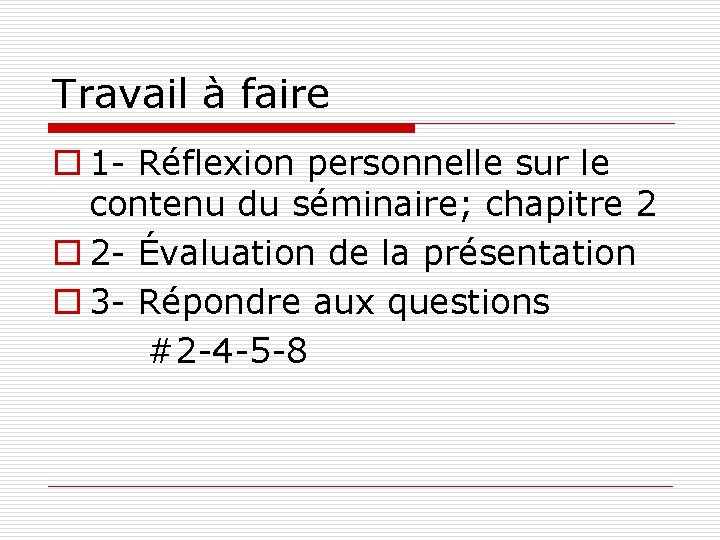 Chapitre 2 Le travail en quipe Anim par