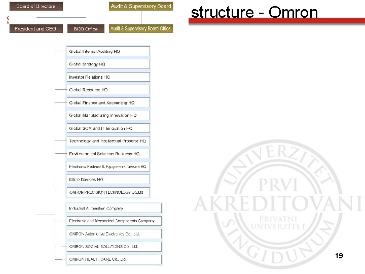Organizacione structure - Omron 19 