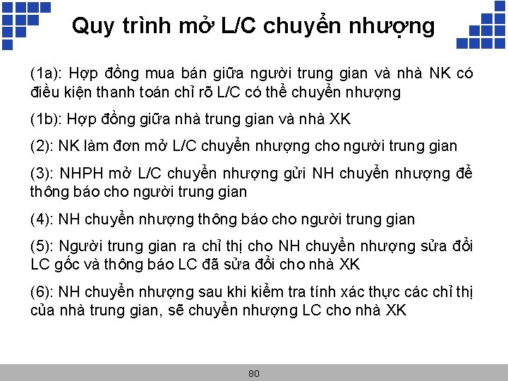 Quy trình mở L/C chuyển nhượng (1 a): Hợp đồng mua bán giữa người