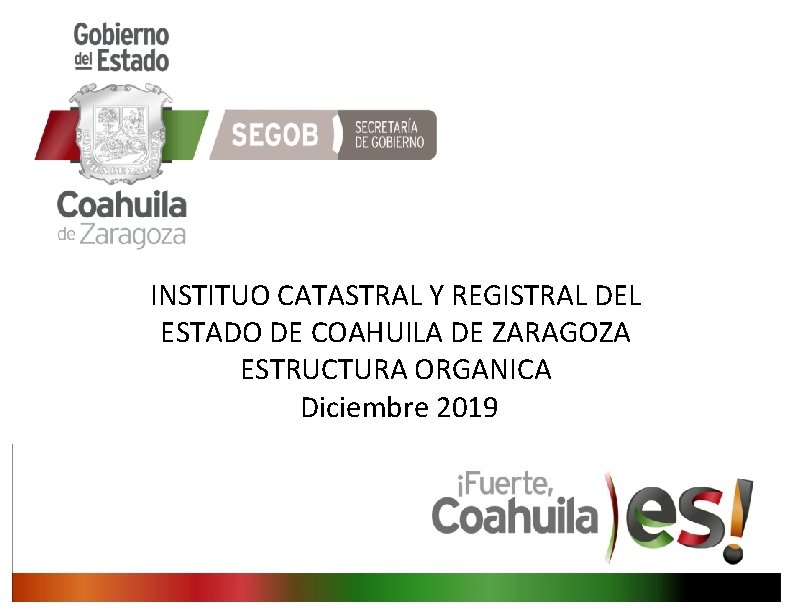 INSTITUO CATASTRAL Y REGISTRAL DEL ESTADO DE COAHUILA DE ZARAGOZA ESTRUCTURA ORGANICA Diciembre 2019