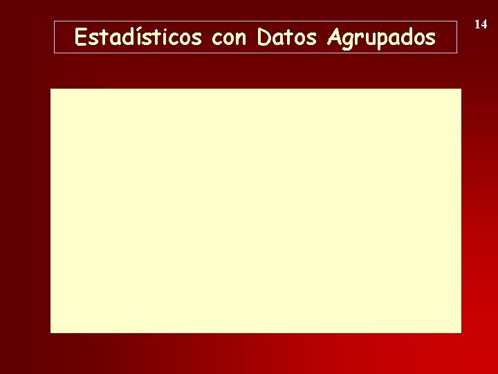 Estadísticos con Datos Agrupados 14 