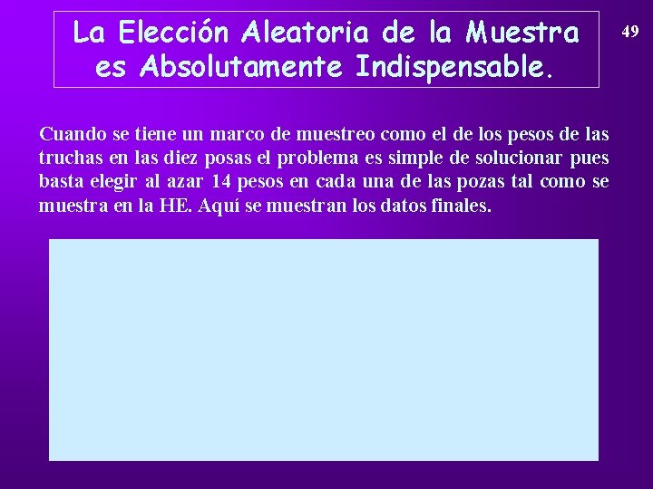 La Elección Aleatoria de la Muestra es Absolutamente Indispensable. Cuando se tiene un marco