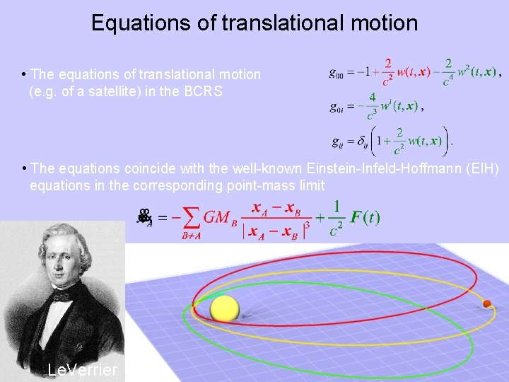 Equations of translational motion • The equations of translational motion (e. g. of a