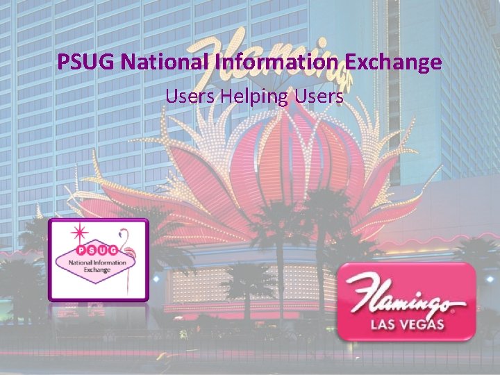 PSUG National Information Exchange Users Helping Users 