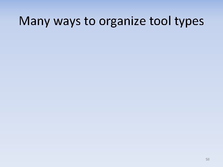 Many ways to organize tool types 58 