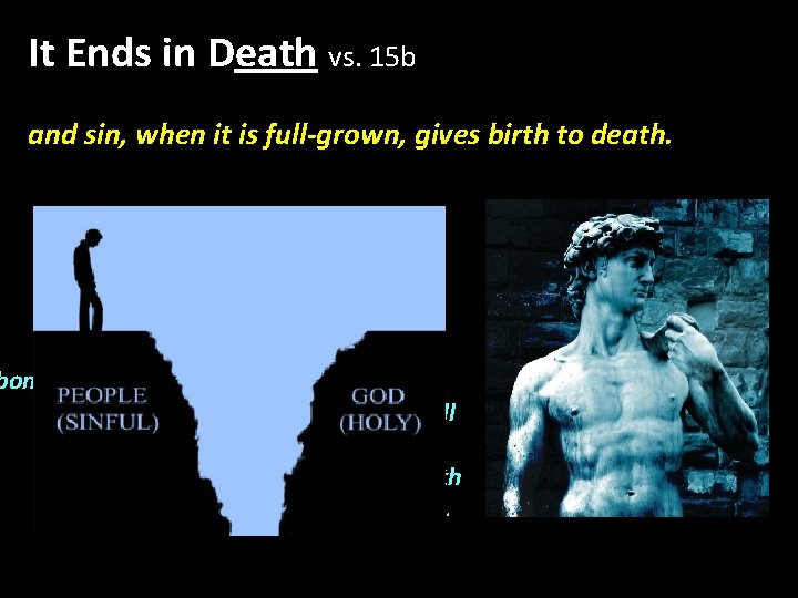 It Ends in Death vs. 15 b and sin, when it is full-grown, gives It Ends in Death vs. 15 b and sin, when it is full-grown, gives