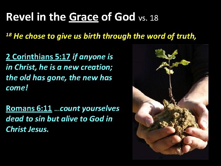 Revel in the Grace of God vs. 18 18 He chose to give us Revel in the Grace of God vs. 18 18 He chose to give us