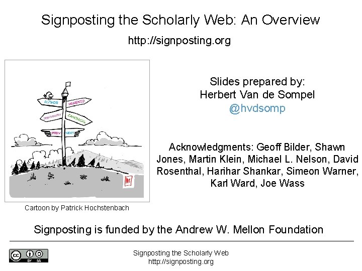 Signposting the Scholarly Web: An Overview http: //signposting. org Slides prepared by: Herbert Van
