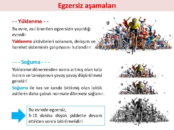Egzersiz aşamaları - - Yüklenme - Bu evre, asıl önerilen egzersizin yapıldığı evredir Yüklenme Egzersiz aşamaları - - Yüklenme - Bu evre, asıl önerilen egzersizin yapıldığı evredir Yüklenme