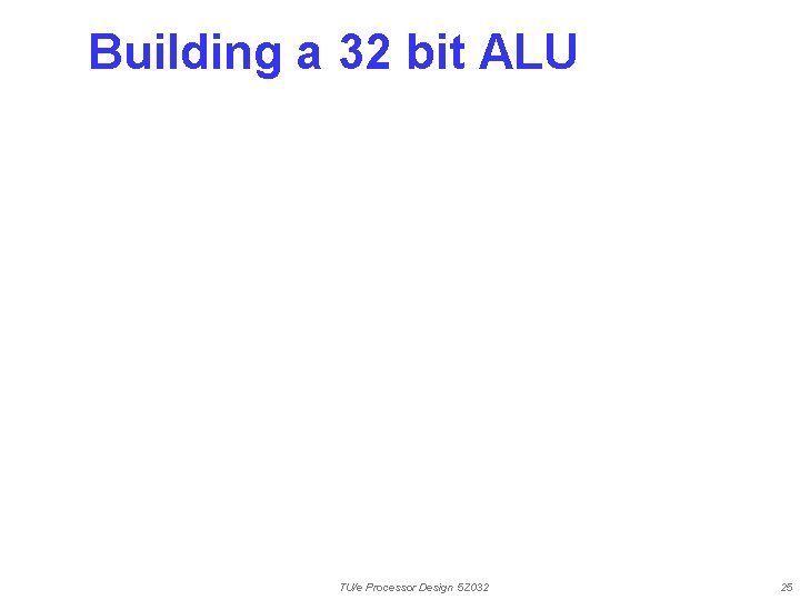 Building a 32 bit ALU TU/e Processor Design 5 Z 032 25 