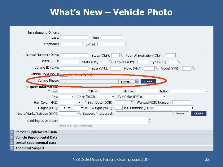 What’s New – Vehicle Photo NYS DCJS Missing Persons Clearinghouse 2014 22 