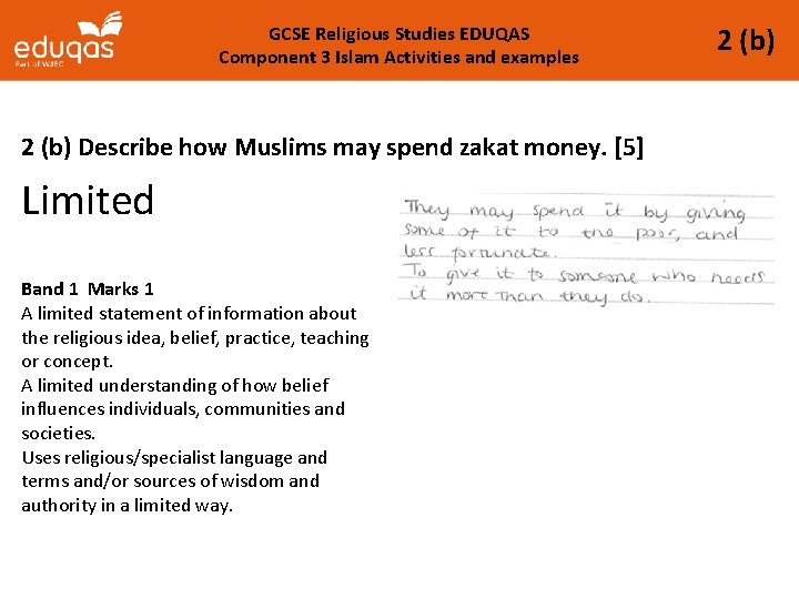 GCSE Religious Studies EDUQAS Component 3 Islam Activities and examples 2 (b) Describe how