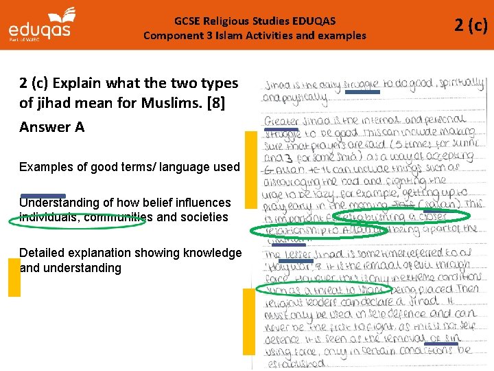 GCSE Religious Studies EDUQAS Component 3 Islam Activities and examples 2 (c) Explain what