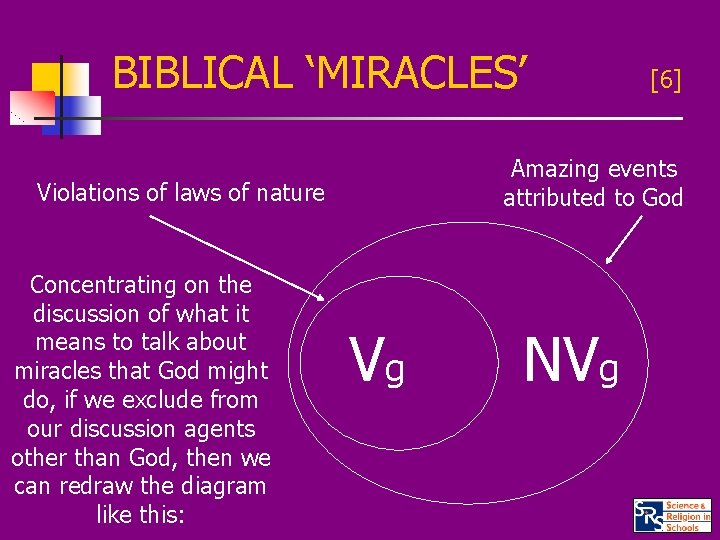 BIBLICAL ‘MIRACLES’ Amazing events attributed to God Violations of laws of nature Concentrating on