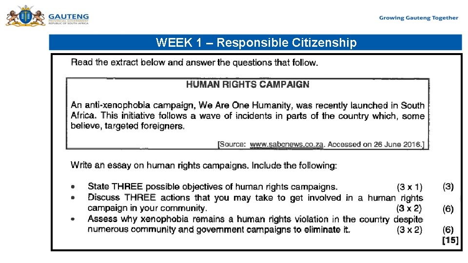 WEEK 1 – Responsible Citizenship 