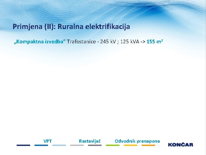 Primjena (II): Ruralna elektrifikacija „Kompaktna izvedba” Trafostanice - 245 k. V ; 125 k. Primjena (II): Ruralna elektrifikacija „Kompaktna izvedba” Trafostanice - 245 k. V ; 125 k.