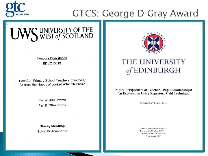 GTCS: George D Gray Award 