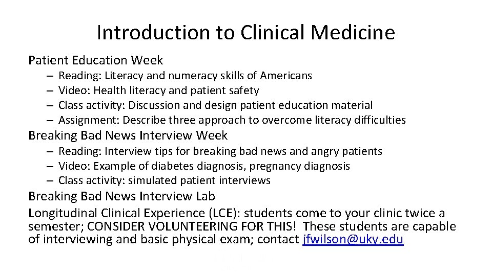 Introduction to Clinical Medicine Patient Education Week – – Reading: Literacy and numeracy skills