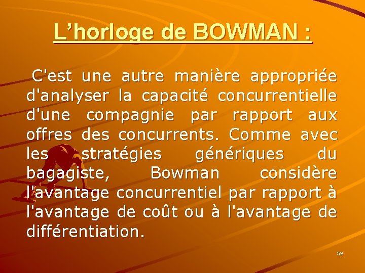 L’horloge de BOWMAN : C'est une autre manière appropriée d'analyser la capacité concurrentielle d'une