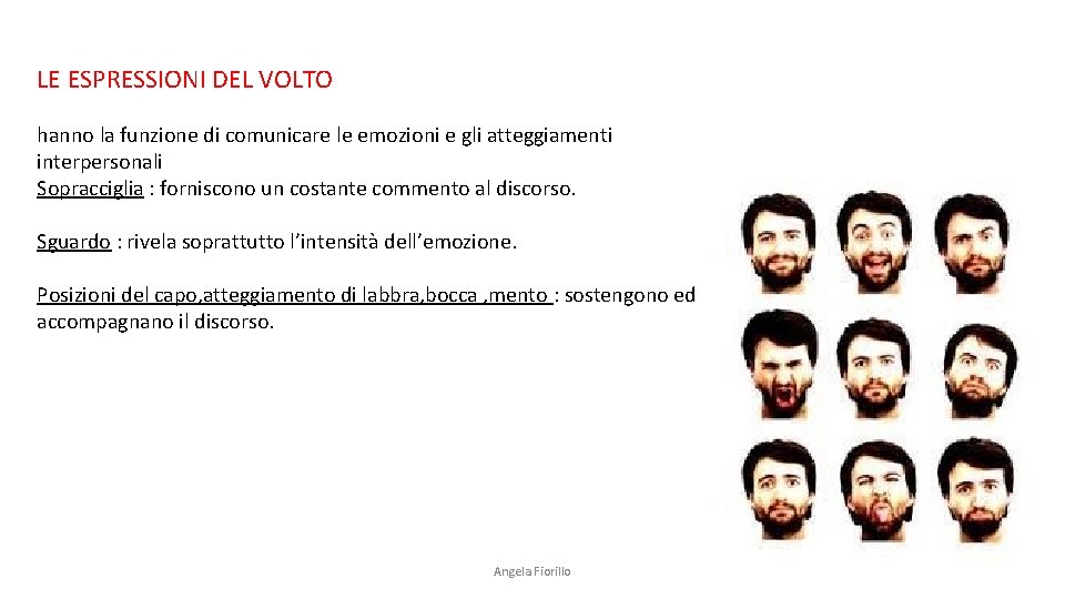 LE ESPRESSIONI DEL VOLTO hanno la funzione di comunicare le emozioni e gli atteggiamenti